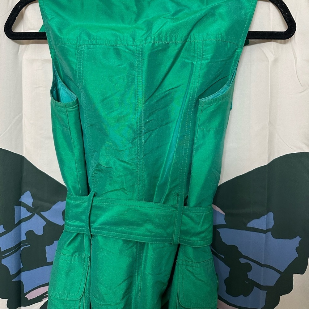 Teri Jon Sleeveless Belted Trench Dress – Emerald Green – Size 2 - Picture 14 of 15